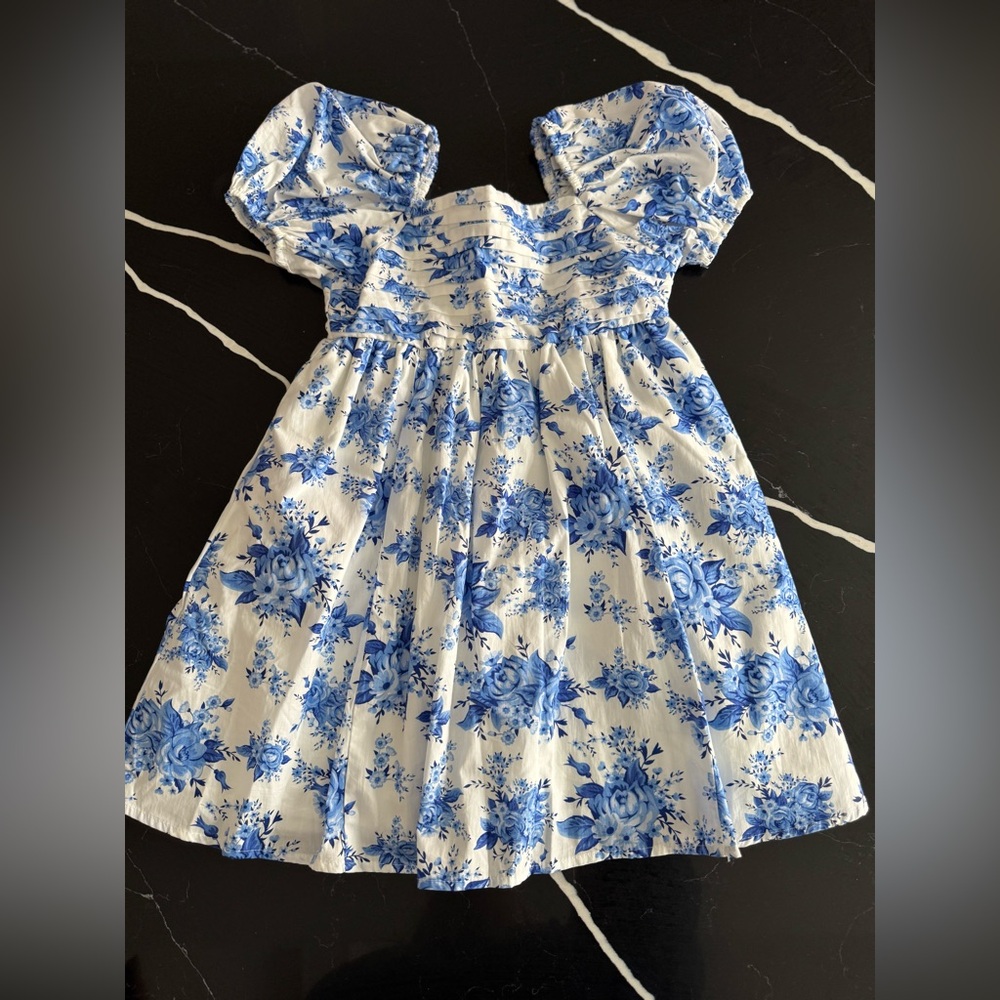 Rare Editions Blue Floral Kids Dress - Picture 1 of 5